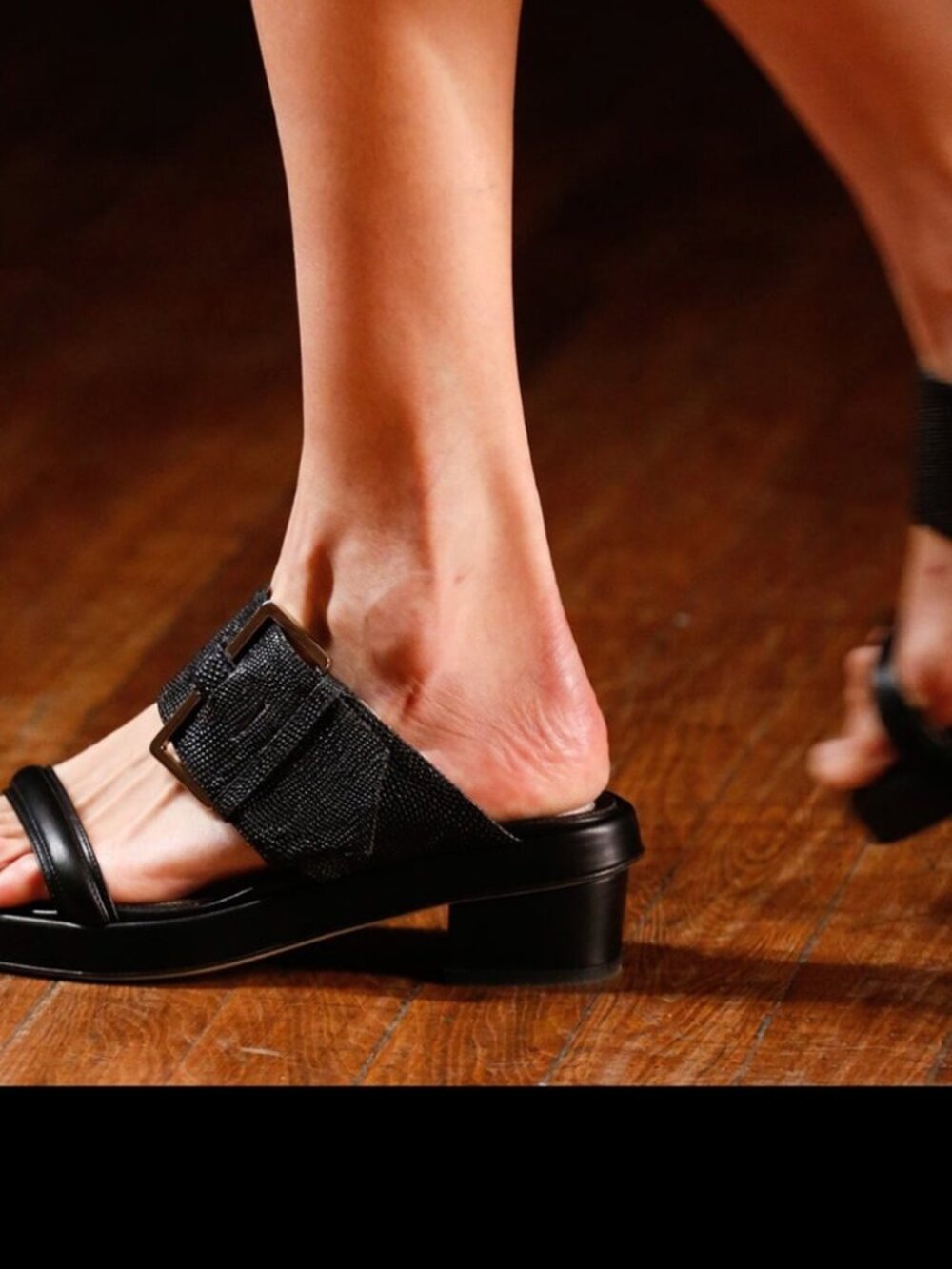 Jason Wu Black Leather Slide Sandals with Gold Buckle size 37